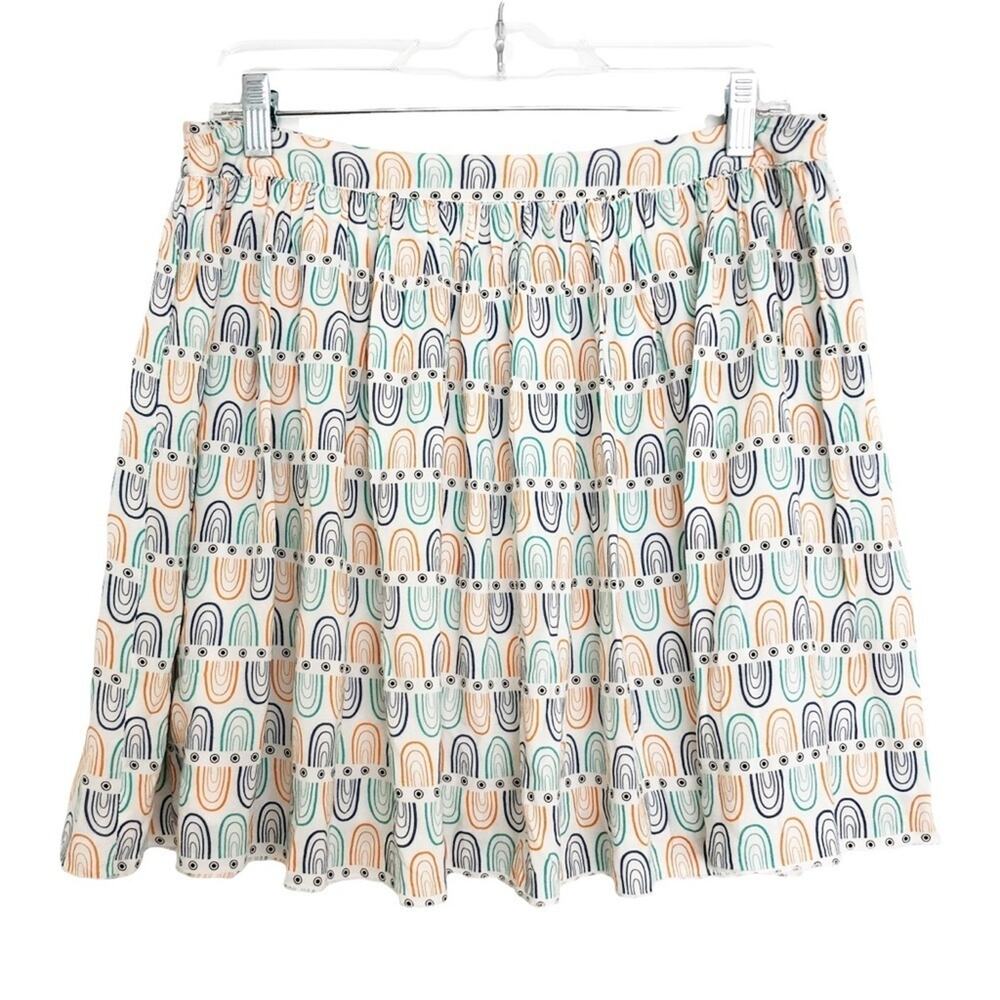 MODBE Rainbow Shapes Colorful Flouncy Skater Skirt Size M